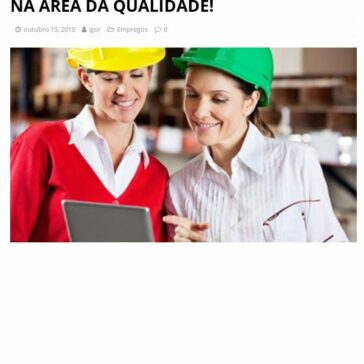 RECURSOS HUMANOS ABRE NOVAS VAGAS NA ÁREA DA QUALIDADE!- Empregabilidade.xyz