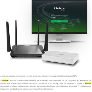 Intelbras apresenta soluções tecnológicas completas para provedores de Internet no 10° Congresso RTI- SEGS