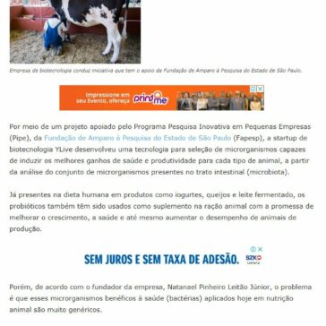 Fapesp: Startup desenvolve probióticos segmentados para nutrição animal- D hoje Interior