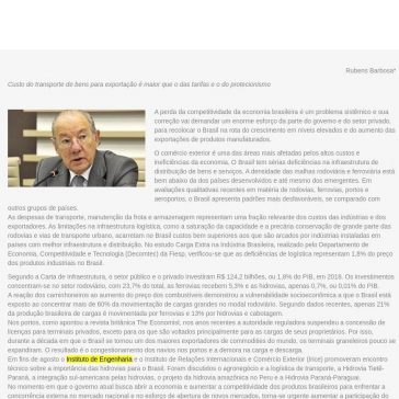 Infraestrutura e comércio exterior- ABIFER