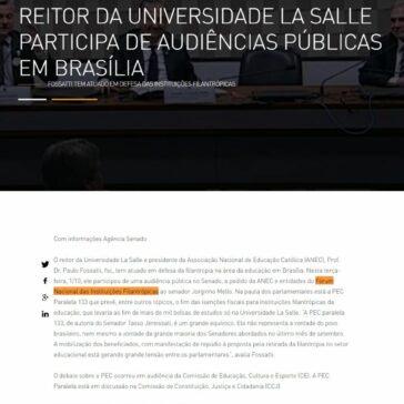 REITOR DA UNIVERSIDADE LA SALLE PARTICIPA DE AUDIÊNCIAS PÚBLICAS EM BRASÍLIA – Universidade La Salle