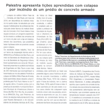 Palestra apresenta lições aprendidas com colapso por incêndio de um prédio de concreto armado- Concreto&Construções