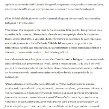 PIONEIRA NO MERCADO: WICKBOLD LANÇA PÃES COM FERMENTAÇÃO NATURAL- Alice Varajão