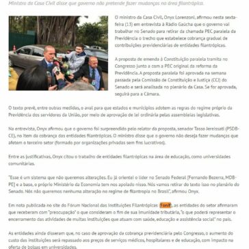 Onyx diz que governo quer impedir cobrança de contribuição previdenciária de filantrópicas – Ideal MT