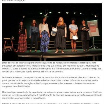 Inscrições estão abertas para curso de narração de histórias- Portal News