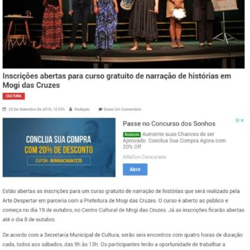 Inscrições abertas para curso gratuito de narração de histórias em Mogi das Cruzes- Notícias de Mogi