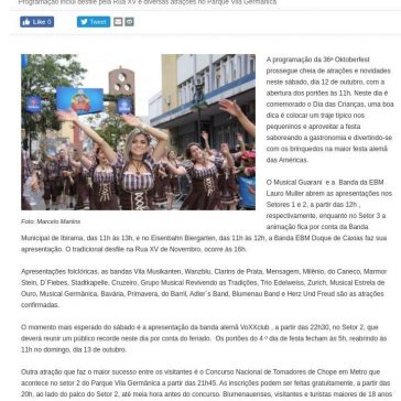 Muita animação e diversão neste sábado na 36ª Oktoberfest Programação inclui desfile pela Rua XV e diversas atrações no Parque Vila Germânica- Prefeitura de Blumenau/SC