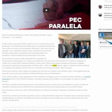 ANEC em defesa da Filantropia e contra a PEC 133/2019 (Paralela) – Status e Orientações – ANEC