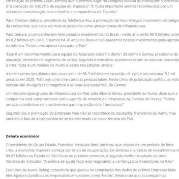 Vale, Itaú Unibanco, Bradesco e Petrobras estão entre vencedores do Empresas Mais- Isto É (On-line)