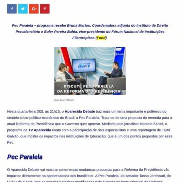 “Aparecida Debate? discute PEC paralela da Reforma da Previdência – TV a Bordo