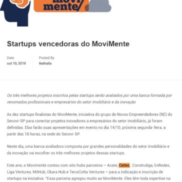 Startups vencedoras do MoviMente- Manuais de Escopo