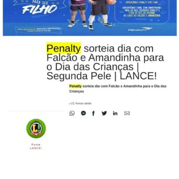 Penalty sorteia dia com Falcão e Amandinha para o Dia das Crianças | Segunda Pele | LANCE!- Head Topics