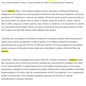 FUTURECOM 2019: Intelbras marca presença no evento com soluções de redes e comunicação voltadas para o segmento empresarial- Porto Gente