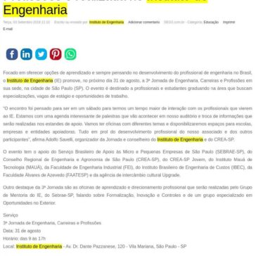 3ª Jornada de Engenharia, Carreiras e Profissões é realizada no Instituto de Engenharia- SEGS
