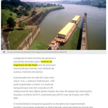 Frederico Bussinger: Por que as hidrovias não deslancham?- A Tribuna (On-line)