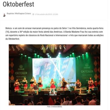 Madame Frau estreia na 36ª Oktoberfest- Nw Blumenau