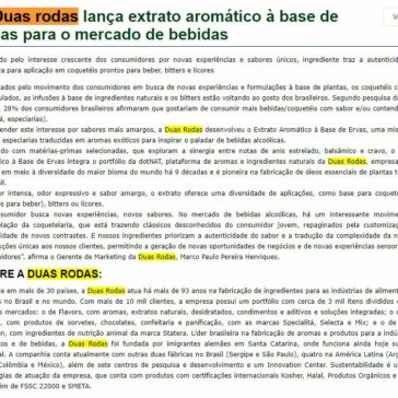 A Duas rodas lança extrato aromático à base de ervas para o mercado de bebidas – Aditivos & Ingredientes