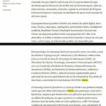 Cietec busca startups para o Samsung Creative Startups- Canal Executivo Blog