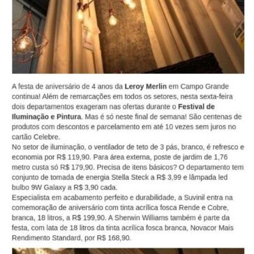 Aniversário de 4 anos da Leroy Merlin tem Festival de Iluminação e Pintura- Central de Notícias