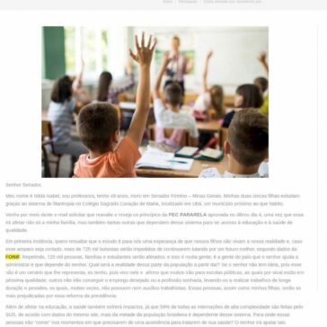 Carta enviada aos senadores por uma mãe de alunas bolsista – ANEC