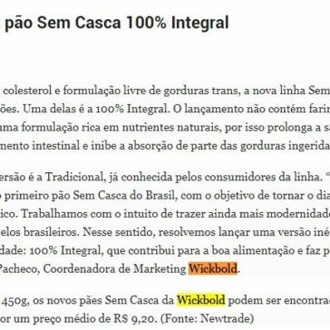 Wickbold apresenta pão Sem Casca 100% Integral- Estação Cereal