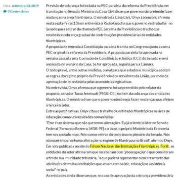 Onyx diz que governo quer impedir cobrança de contribuição previdenciária de filantrópicas – G1 Notícias (Silva)