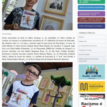 Salãozinho de Humor anuncia crianças e adolescentes premiados – Prefeitura de Piracicaba