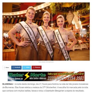 Sasha Benner Bauer é eleita rainha da 37ª Oktoberfest – Vale do Itajaí Notícias