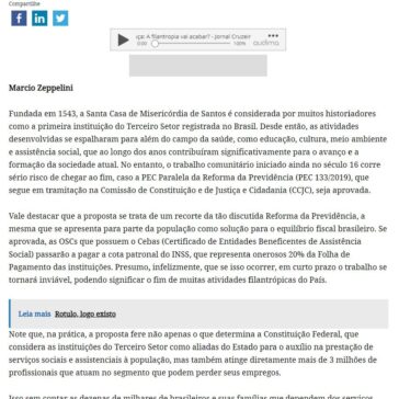 A filantropia vai acabar? – Cruzeiro do Sul (On-line)