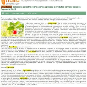 Duas Rodas apresenta palestra sobre acerola aplicada a produtos cárneos durante Expomeat 2019 – Maxpress Net