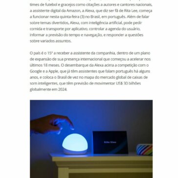 Alexa, assistente da Amazon, chega ao Brasil- Valor Econômico (On-line)