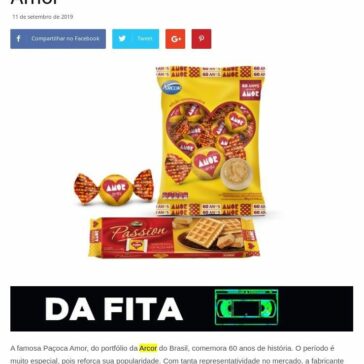 Arcor celebra 60 anos da Paçoca Amor – Grandes Nomes da Propaganda