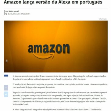 Amazon lança versão da Alexa em português- Metro Jornal