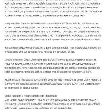 “Startup monitora embalagens em tempo real e faz gigantes como GM e CNH economizarem milhões- Design de Embalagens Juny Kp