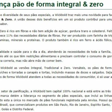 Wickbold lança pão de forma integral & zero- Aditivos & Ingredientes