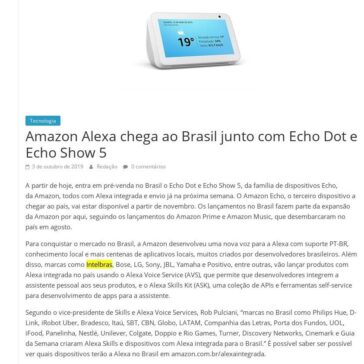 Amazon Alexa chega ao Brasil junto com Echo Dot e Echo Show 5- Nossa São Carlos