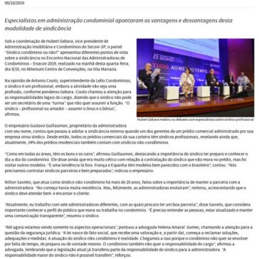 Enacon discute contratação de síndico não-condômino- Secovi