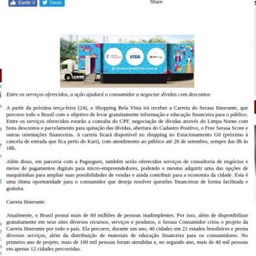 Carreta Serasa chega ao Shopping Bela Vista na próxima terça-feira (24) – Salvador Notícias