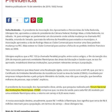 Associação dos Aposentados pede a Maia mudança na PEC paralela da Previdência – Diário do Vale