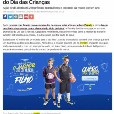 Penalty usa Falcão e Amandinha em ativação do Dia das Crianças- Máquina do Esporte