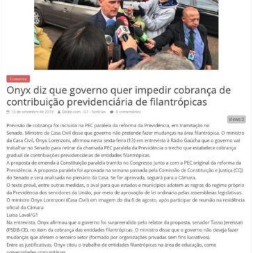 Onyx diz que governo quer impedir cobrança de contribuição previdenciária de filantrópicas – Cultura FM – 87,9 Mhz