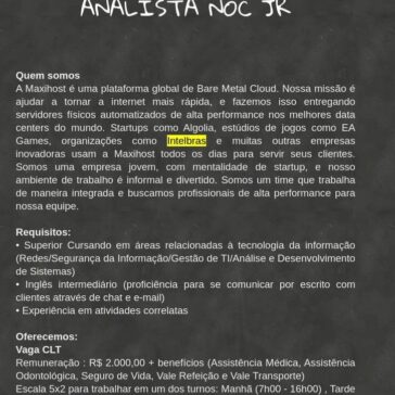 ANALISTA NOC JR- Estágios Fatec Zl