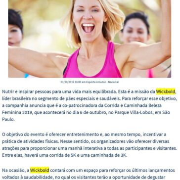 Corrida e Caminhada Beleza Feminina ganha o co-patrocínio da Wickbold- Rádio Maringá