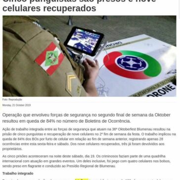 Cinco punguistas são presos e nove celulares recuperados- Blumenau News