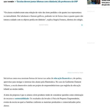 Com exemplos do dia a dia, escolas ensinam alunos a lidar com o dinheiro – O Estado de S. Paulo (On-line)