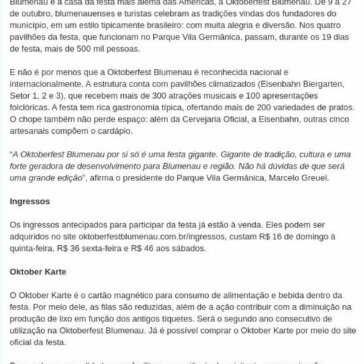 36ª Oktoberfest Blumenau celebra as tradições alemãs em estilo tipicamente brasileiro- Curtindo Blumenau