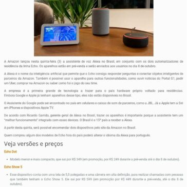 Amazon lança Alexa e dispositivos Echo no Brasil- Ponto de Vista