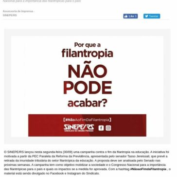 SINEPE/RS lança campanha contra o fim da filantropia na educação – Sinepe-rs