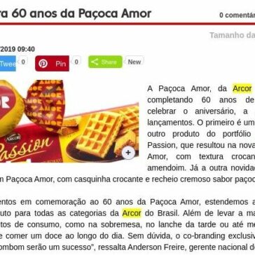 Arcor celebra 60 anos da Paçoca Amor – Arroz de Fyesta