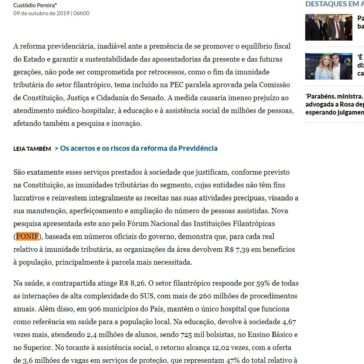 PEC Paralela da reforma da Previdência: tributação das filantrópicas – O Estado de S. Paulo (On-line)